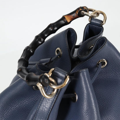 Gucci Bamboo, Blue, Leather, handbag