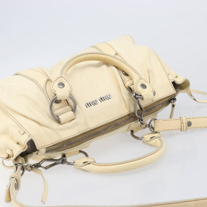 Miu Miu Vitello Lux Leather, Beige, Leather, Handbag