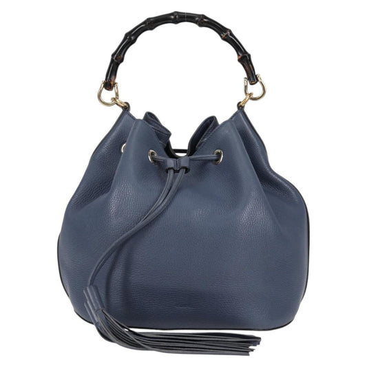 Gucci Bamboo, Blue, Leather, handbag