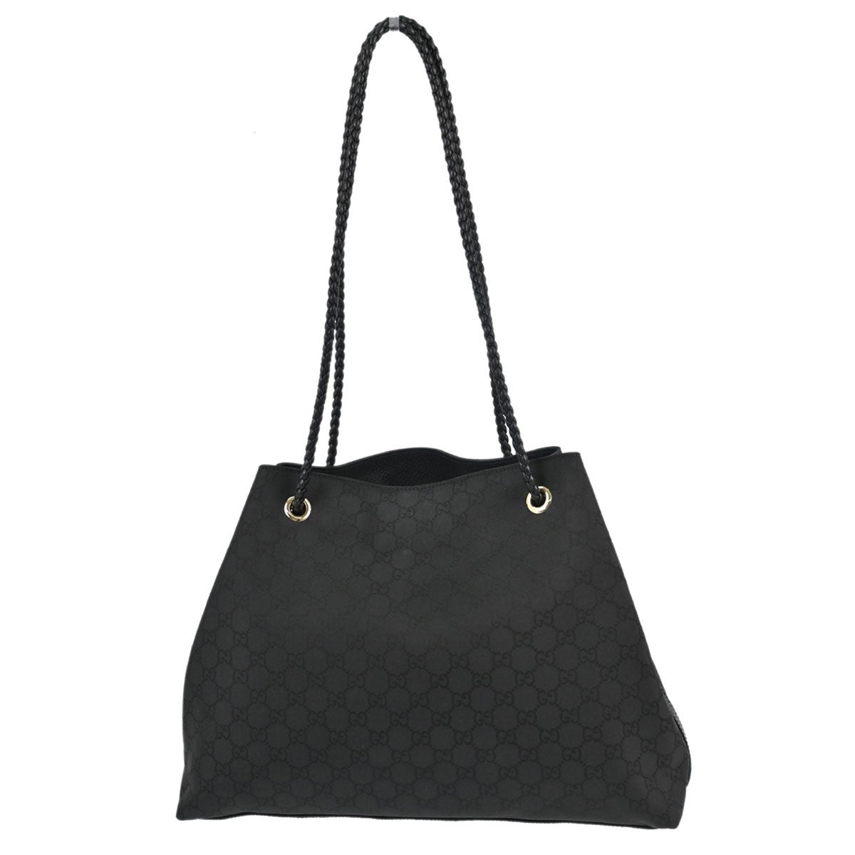 Gucci Vintage Open Shoulder Bag (Outlet) GG Canvas with Leather, Black, Canvas, Shoulder Bag