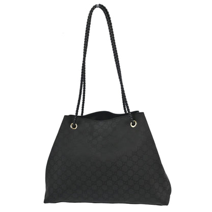 Gucci Vintage Open Shoulder Bag (Outlet) GG Canvas with Leather, Black, Canvas, Shoulder Bag