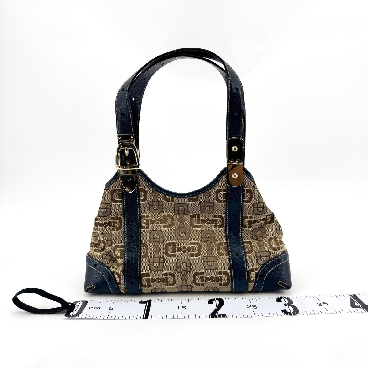 Gucci Horsebit GG Canvas and Leather, Beige, Canvas, Shoulder Bag