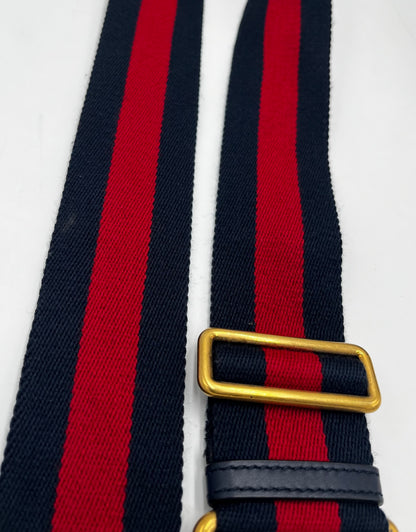 Gucci Web Shoulder Strap Canvas, Navy, Canvas, Straps
