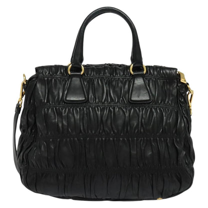 Prada Gaufre, Black, Leather, handbag