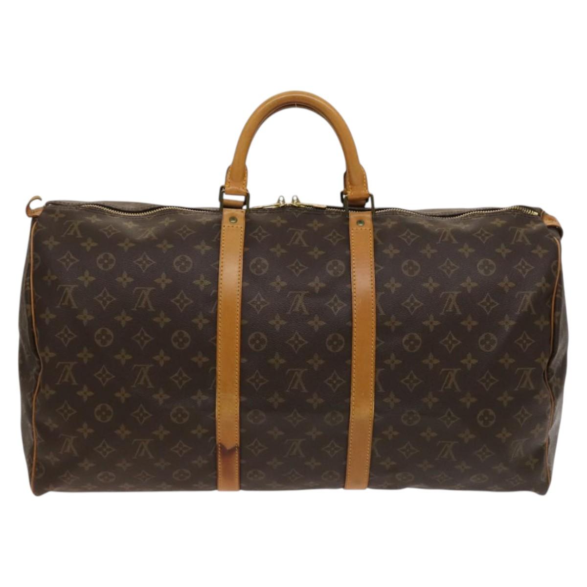 Louis Vuitton Keepall 55, Brown, Canvas, travel