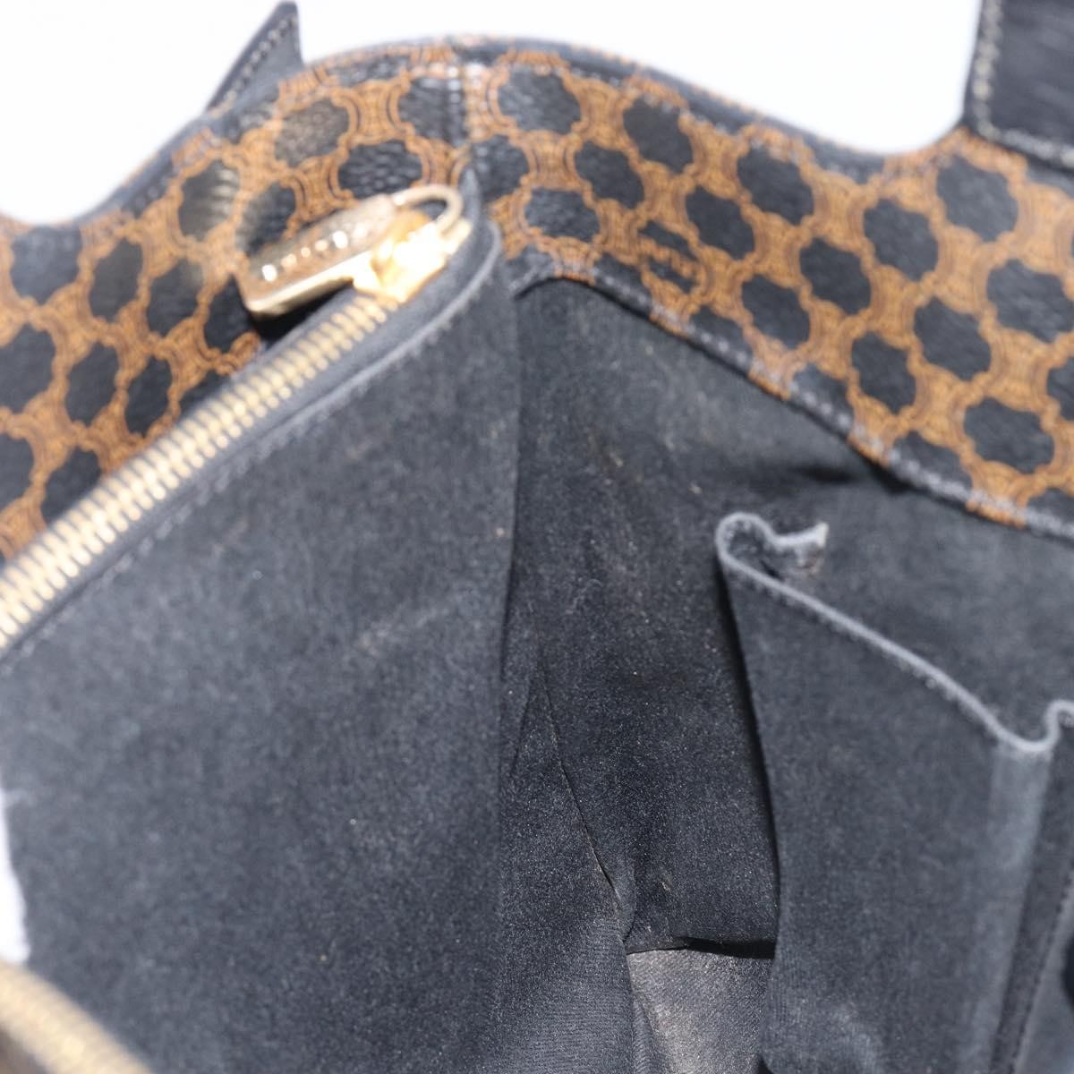 Celine Vintage Macadam Canvas and Leather, Black, Canvas, Handbag