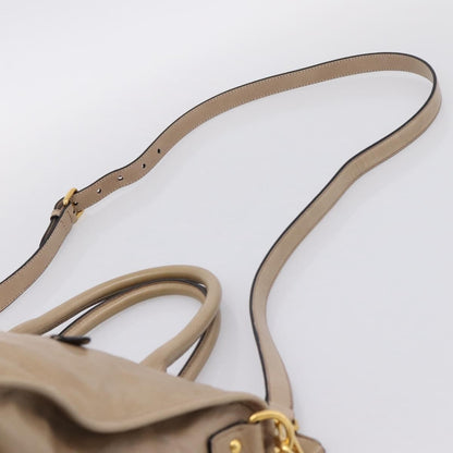 Miu Miu Convertible Bauletto Vitello Shine, Beige, Leather, Handbag