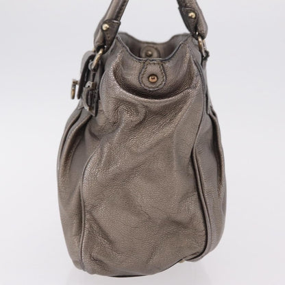 Salvatore Ferragamo Gancini Top Handle Leather, Silver, Leather, Handbag