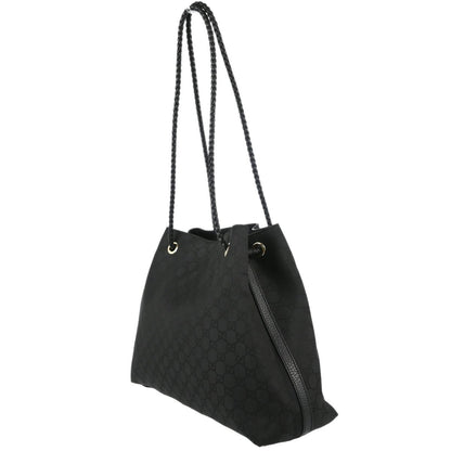Gucci Vintage Open Shoulder Bag (Outlet) GG Canvas with Leather, Black, Canvas, Shoulder Bag
