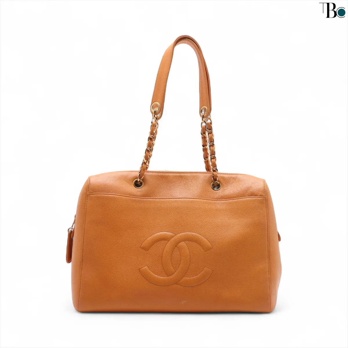 Chanel Coco Mark Leather, ORANGE, LEATHER, Shoulder bag