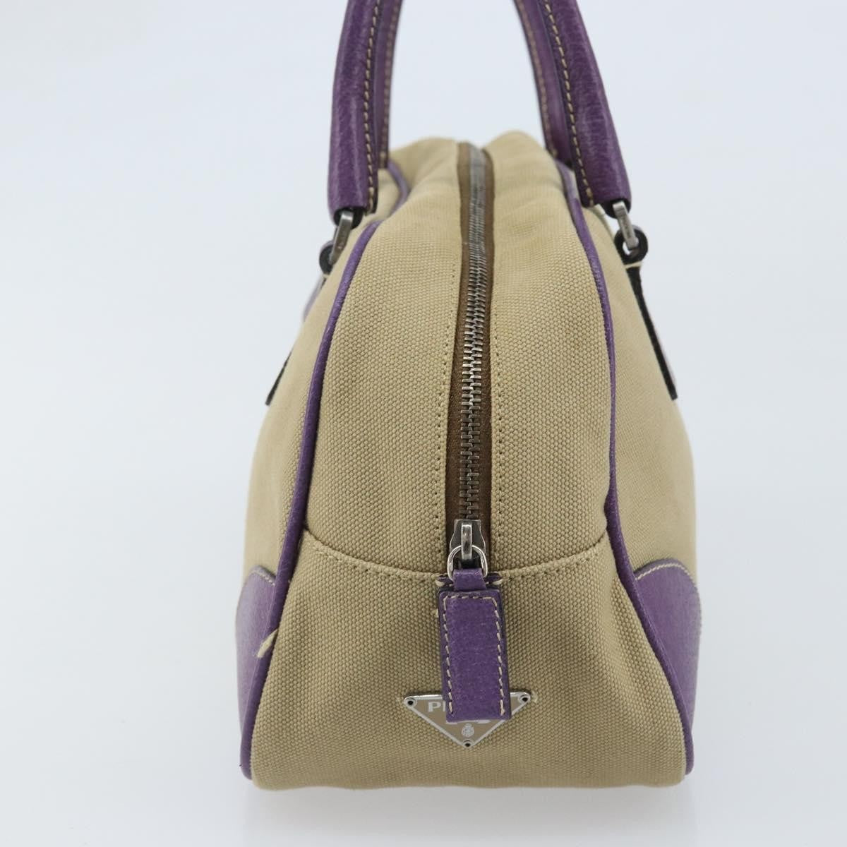 Prada Bowler Canvas with Leather, Beige, Canvas, Shoulder Bag