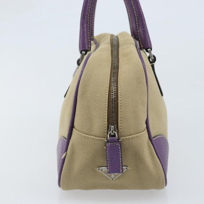 Prada Bowler Canvas with Leather, Beige, Canvas, Shoulder Bag