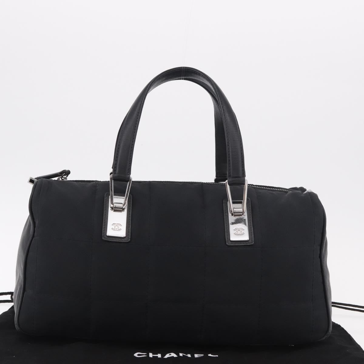 Chanel Square Stitch Boston Quilted Nylon, Black, Nylon, Handbag