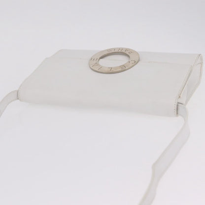 Celine Vintage Circle Logo Leather, White, Leather, Crossbody Bag