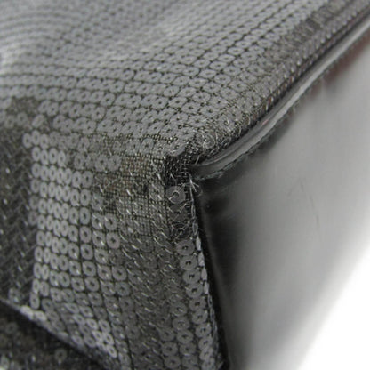 Prada Logo Open Sequined Mesh, Black, Mesh, Tote Bag