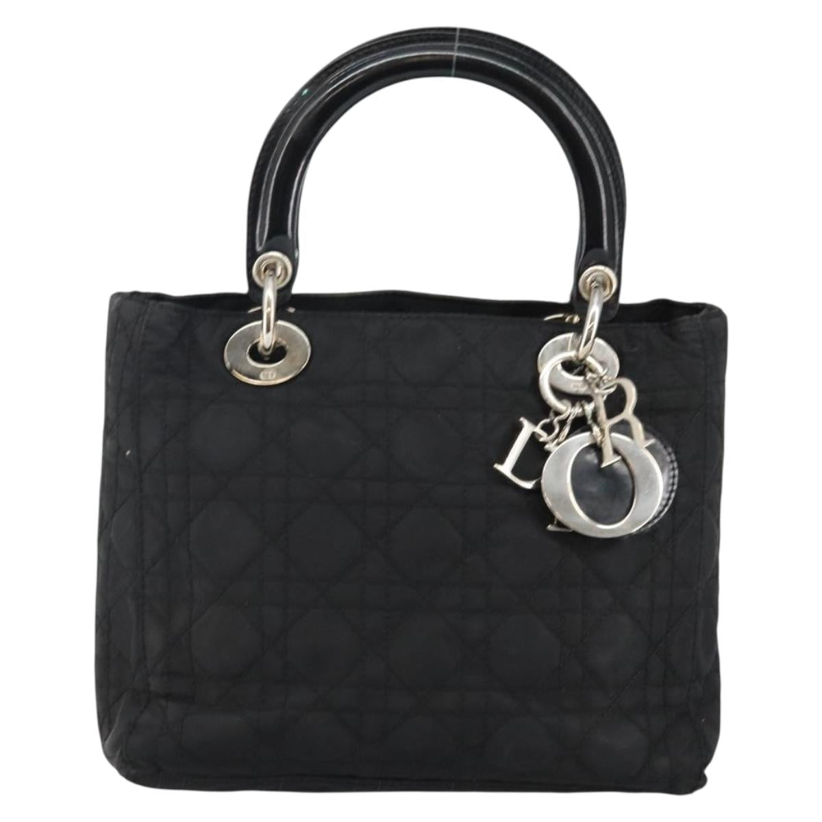 Christian Dior Vintage Lady Dior Bag Cannage Quilt Nylon, BLACK, NYLON, Handbag