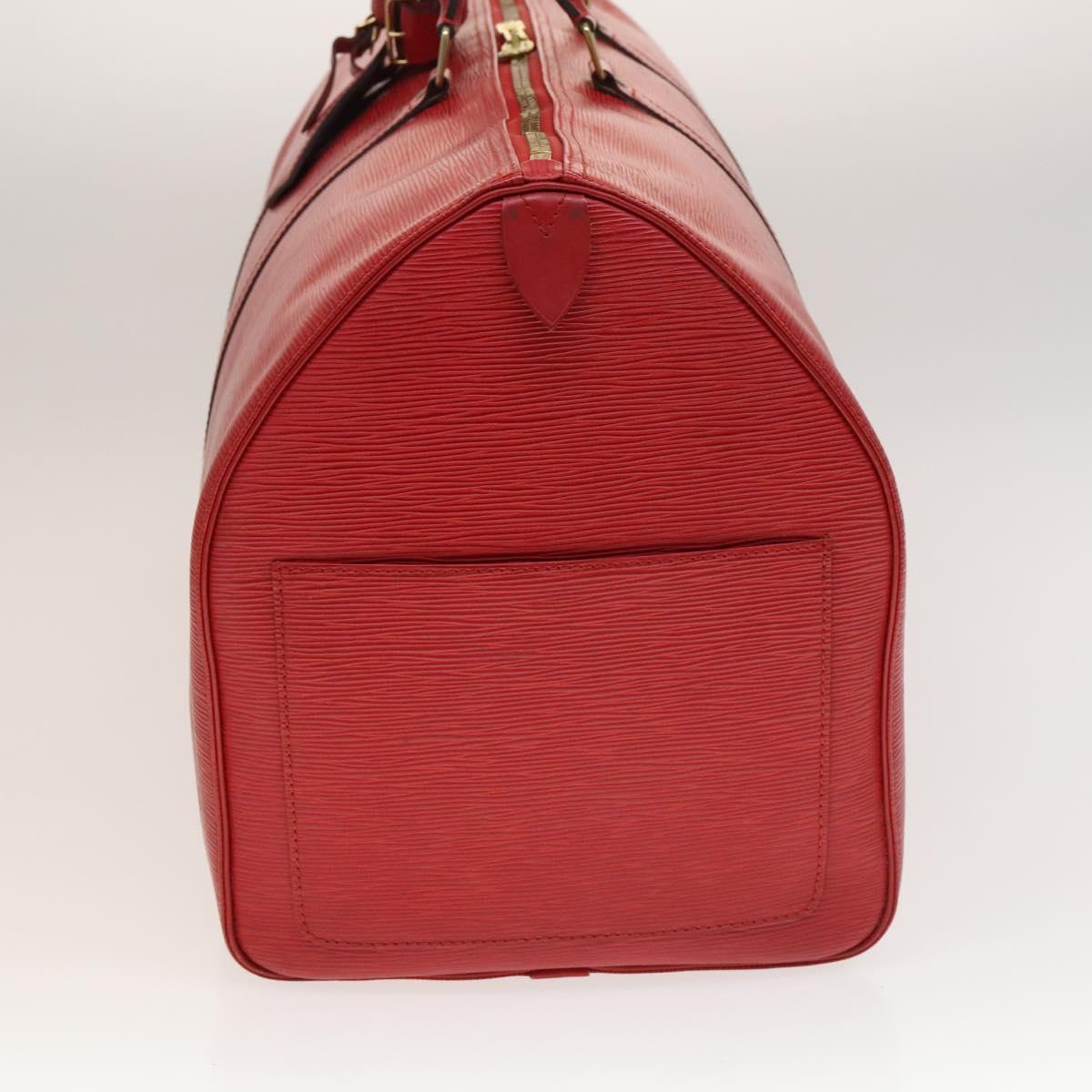 Louis Vuitton Keepall 55, Red, Leather, travel