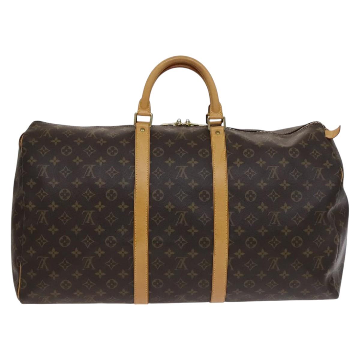 Louis Vuitton Keepall 55, Brown, Canvas, travel