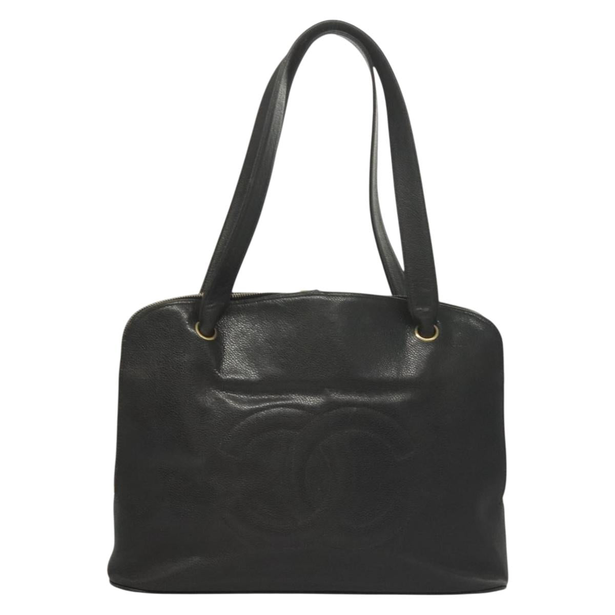Chanel Coco Mark, Black, Leather, tote