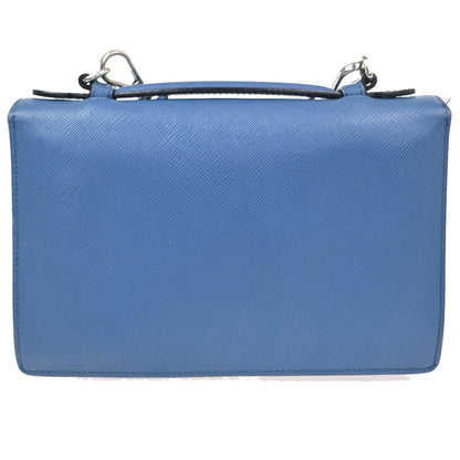 Prada Convertible Sound Top Handle Saffiano Leather, Blue, Leather, Shoulder Bag