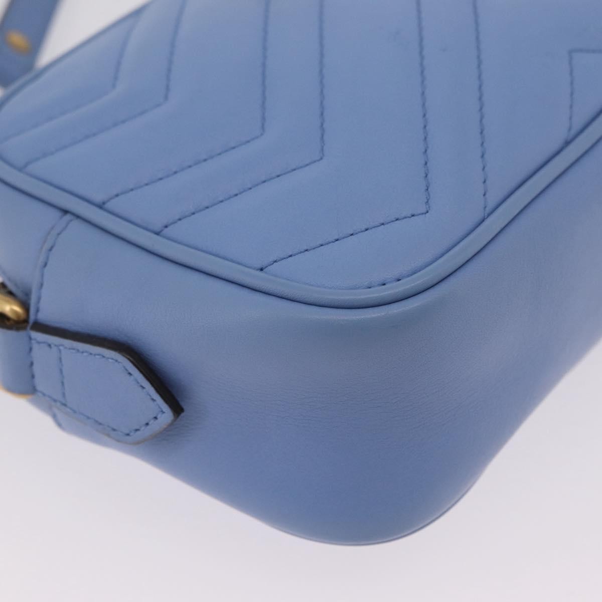 Gucci GG Marmont Matelasse Patent, Blue, Leather, Shoulder Bag