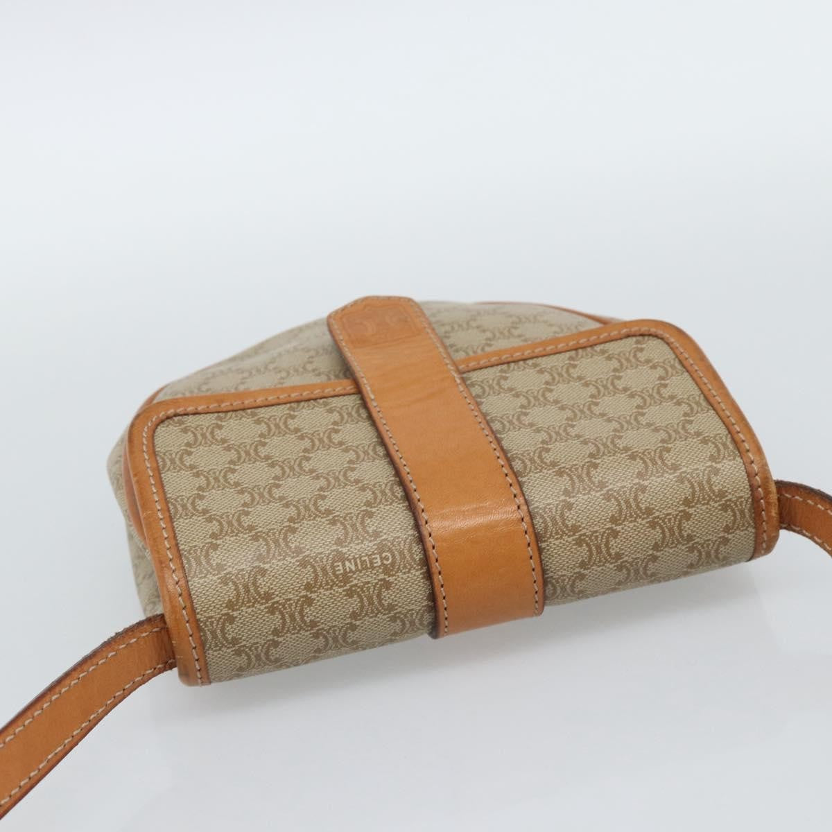 Celine Vintage Macadam Canvas and Leather, Beige, Canvas, Shoulder Bag