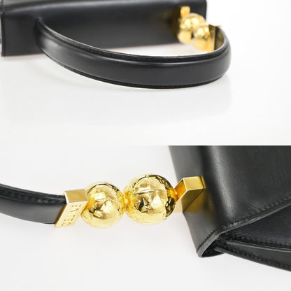 Celine Vintage Macadam Canvas, Black, Leather, Shoulder Bag