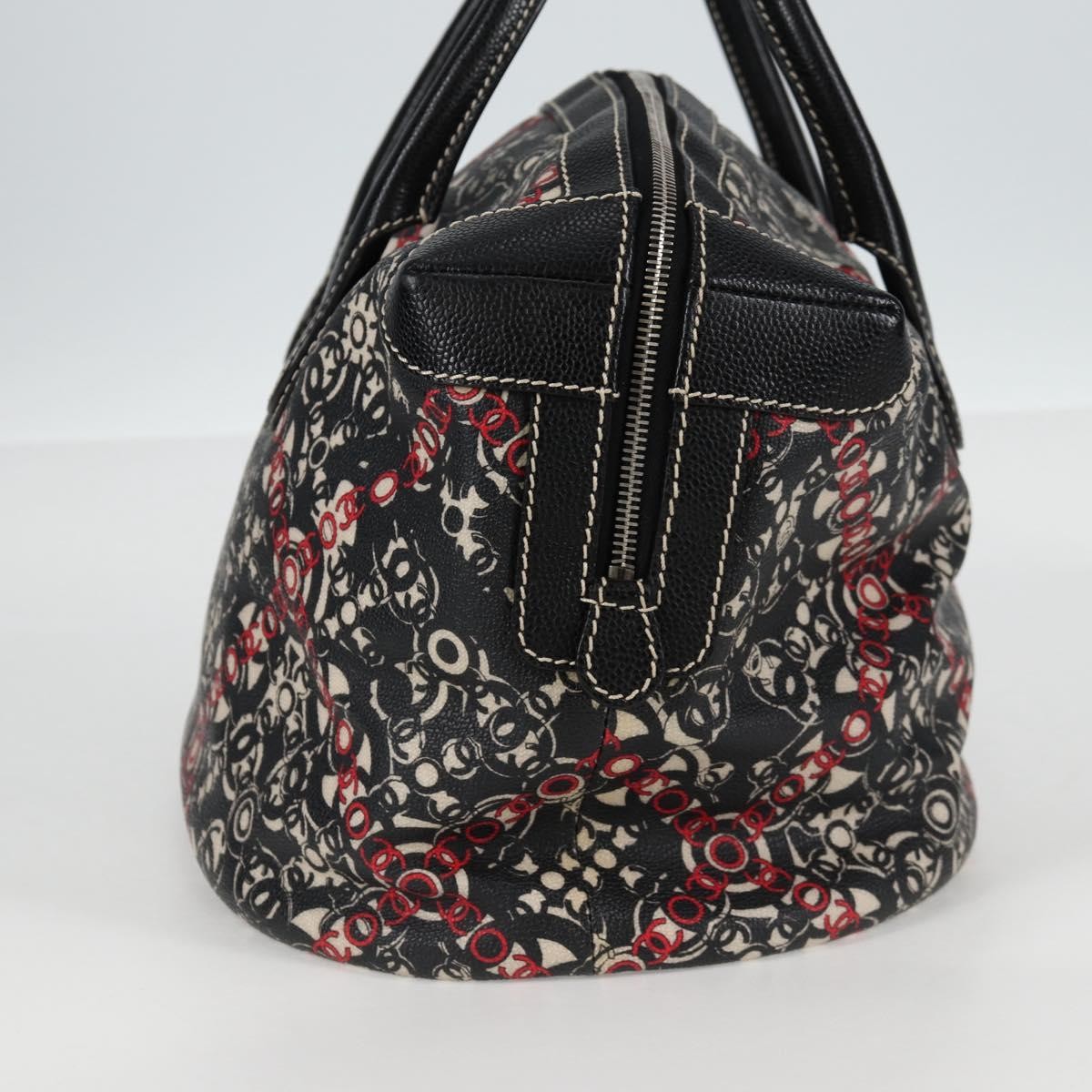 Chanel Optic Coco Bowler Printed Coated Canvas with Caviar, Black, Canvas, Handbag