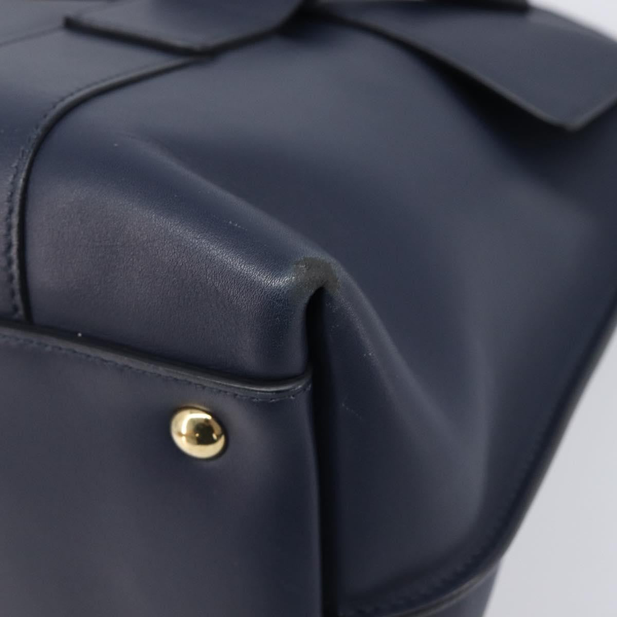 Salvatore Ferragamo Vintage Gancini Top Handle Leather, Navy, Leather, Handbag