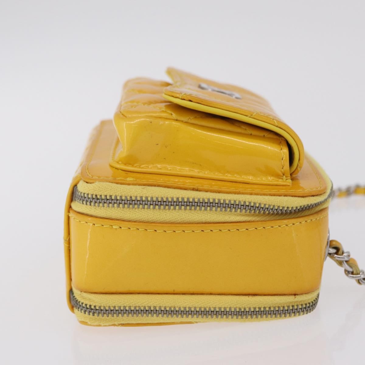 Chanel Pocket Box Camera Case Quilted Patent, Yellow, Patent Leather, Crossbody Bag