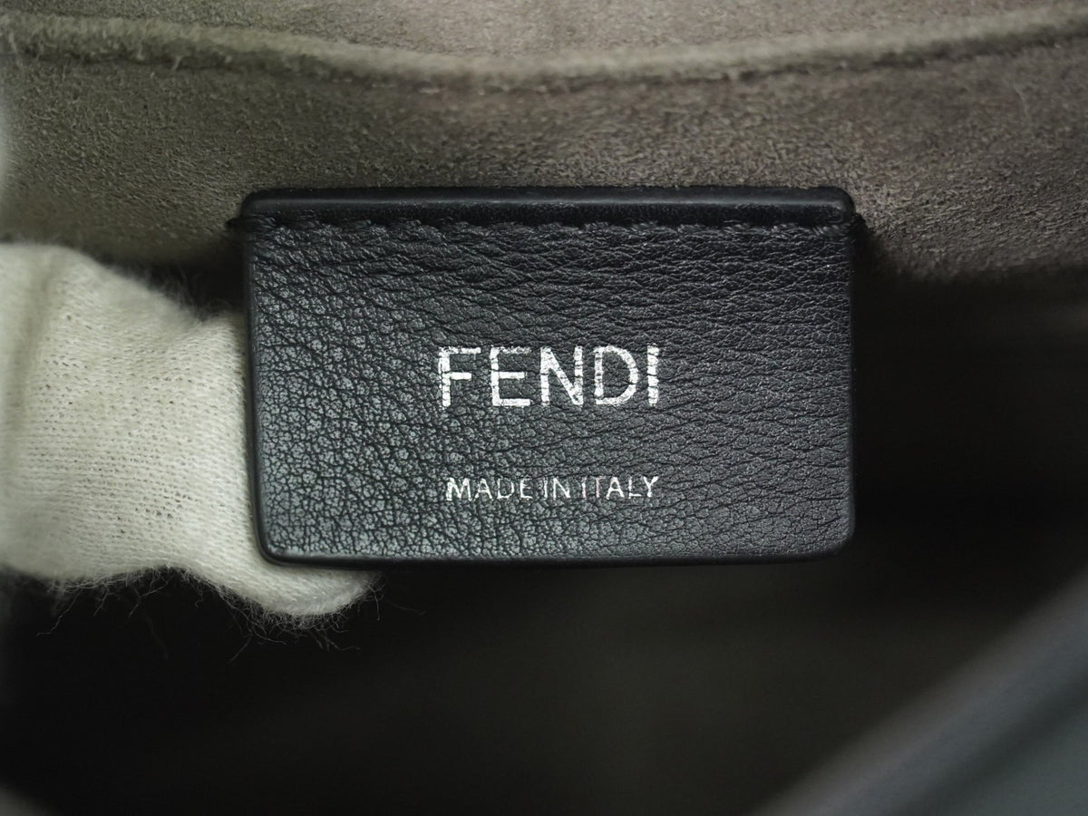 Fendi Kan I F Leather, Black, Leather, Shoulder Bag
