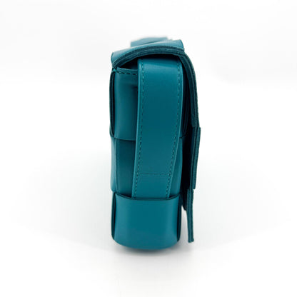 Bottega Veneta Cassette Maxi Intrecciato Leather, Blue, Leather, Crossbody Bag