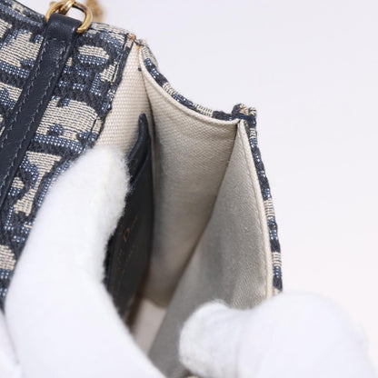 Christian Dior Vertical Saddle Chain Oblique Canvas, Navy, Canvas, Clutch