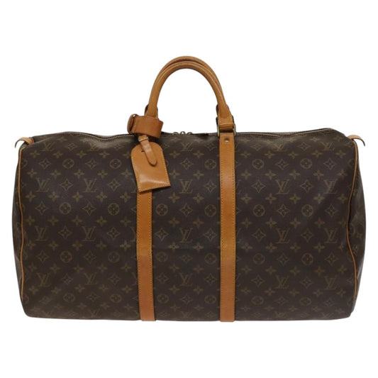 Louis Vuitton Keepall 55, Brown, Canvas, travel