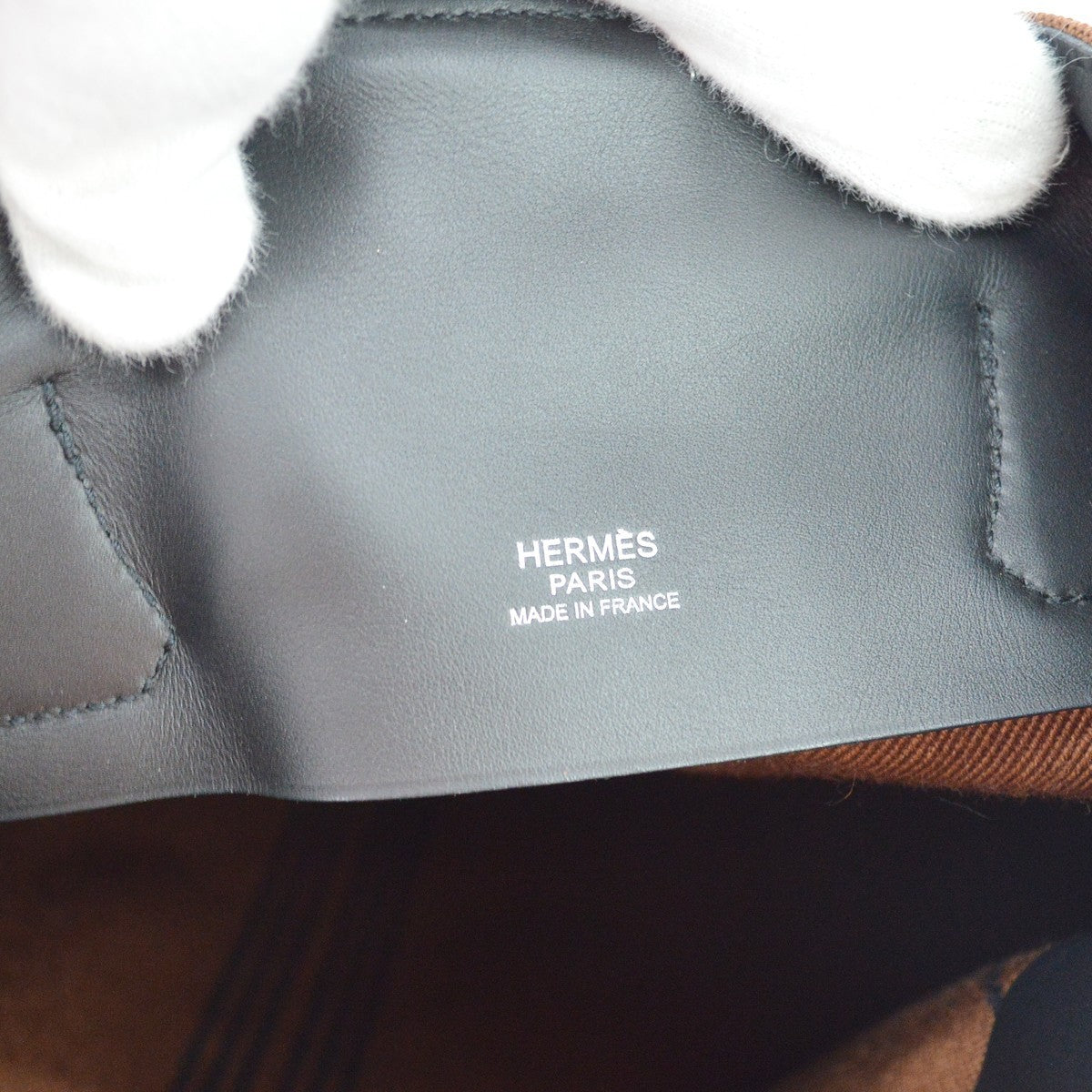 Hermes Calicut Cabas Ribbed Canvas with Leather, Brown, Canvas, Tote Bag