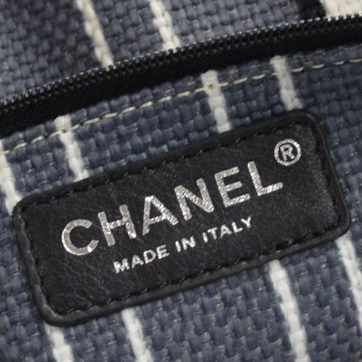 Chanel Vintage Pocket Striped Canvas, Multicolour, Canvas, Tote Bag