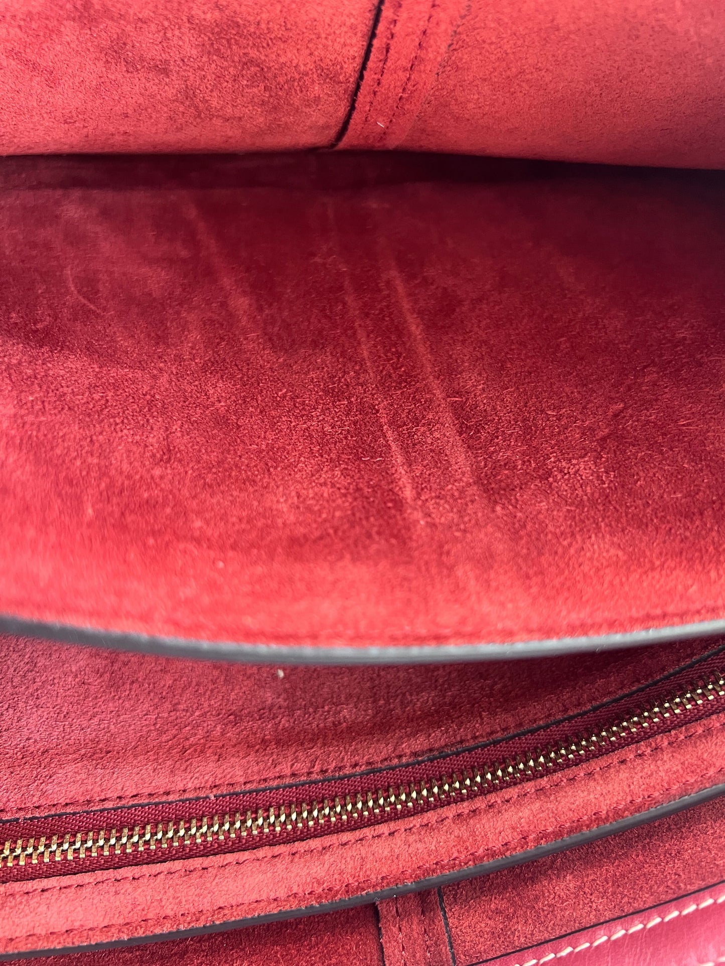 Celine Tri-Fold Shoulder Bag Smooth Calfskin, BURGUNDY, LEATHER, Shoulder bag