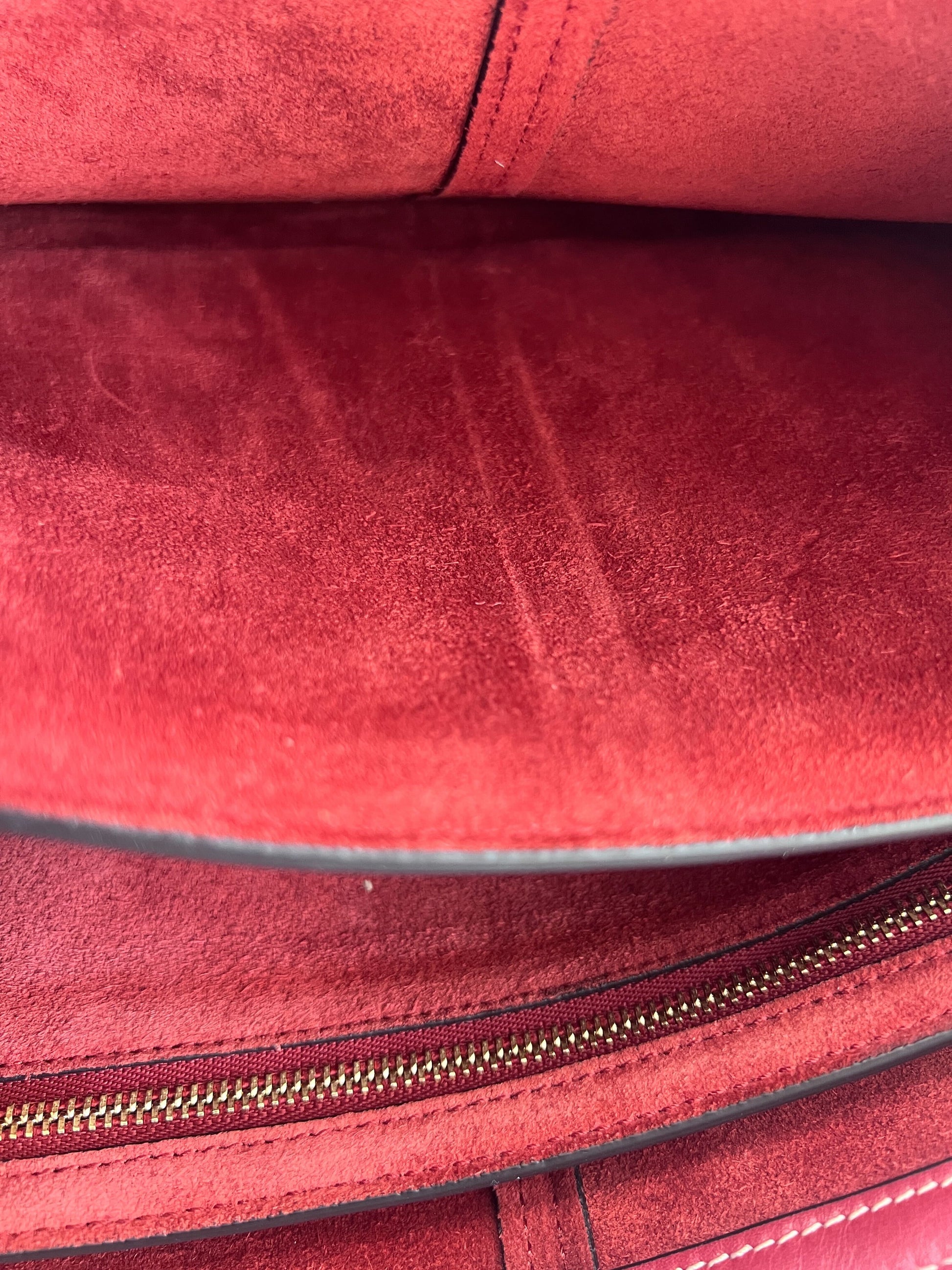 Celine Tri-Fold Shoulder Bag Smooth Calfskin, BURGUNDY, LEATHER, Shoulder bag