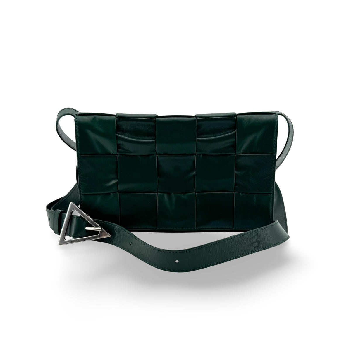 Bottega Veneta Cassette Maxi Intrecciato Leather, Green, Leather, Crossbody Bag