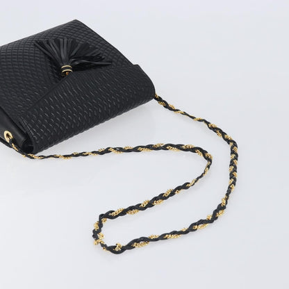 Bally Vintage Chain Quilted Leather, Black, Leather, Shoulder Bag