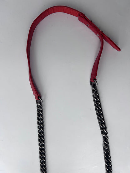 Chanel Boy Flap Bag Quilted Lambskin, RED, LEATHER, Shoulder bag