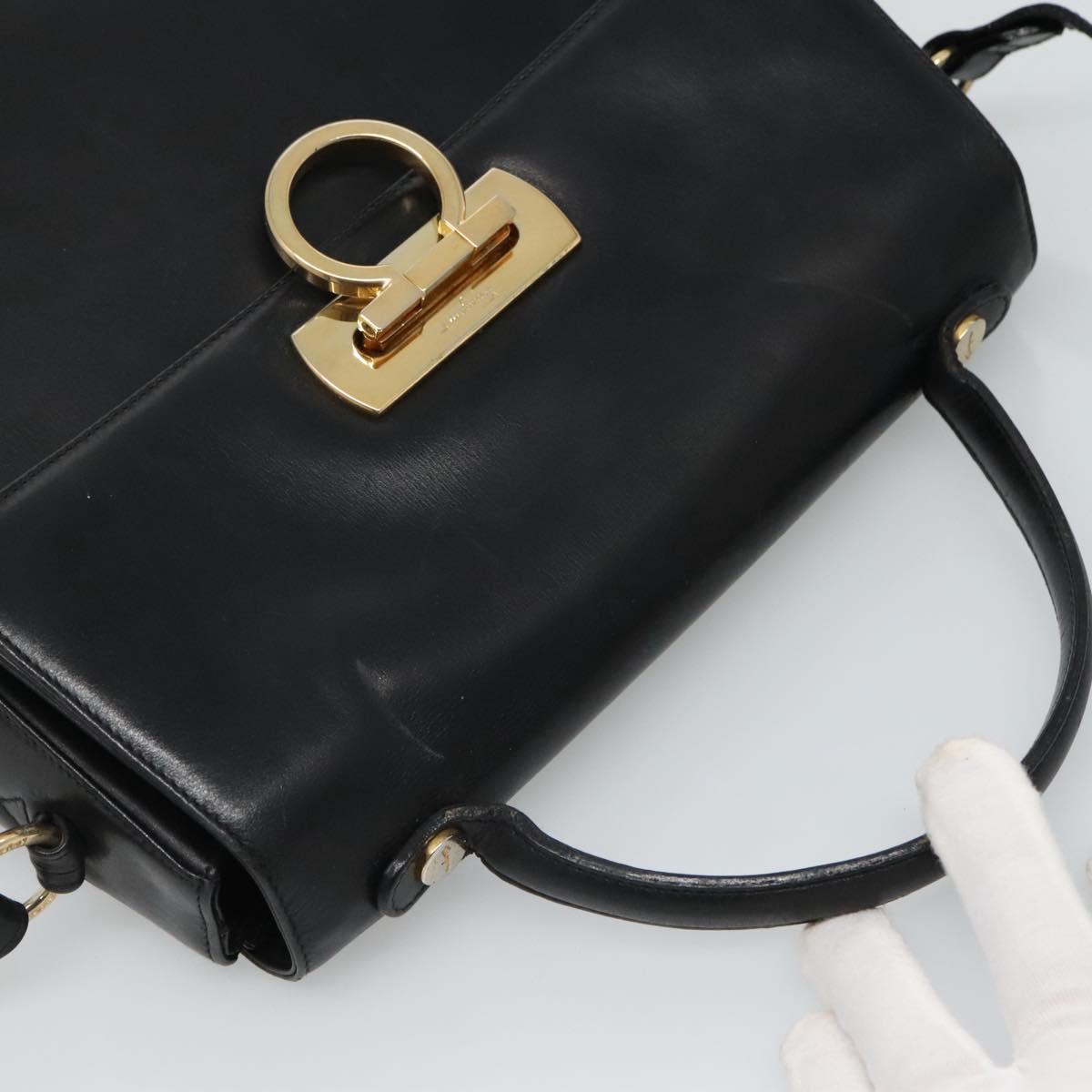 Salvatore Ferragamo Gancini, Black, Leather, handbag