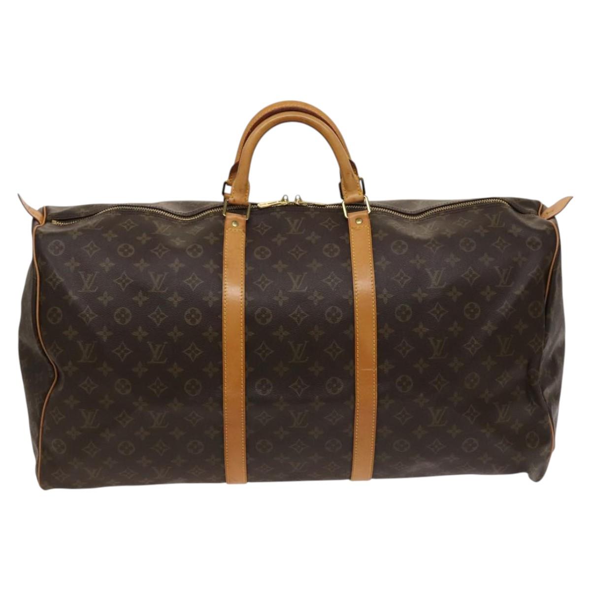 Louis Vuitton Keepall 60, Brown, Canvas, travel