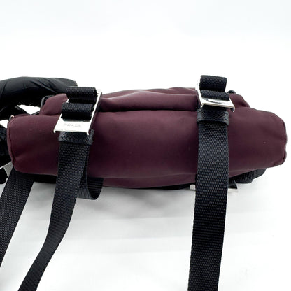 Prada Technical Zip Tessuto, Burgundy, Nylon, Crossbody Bag