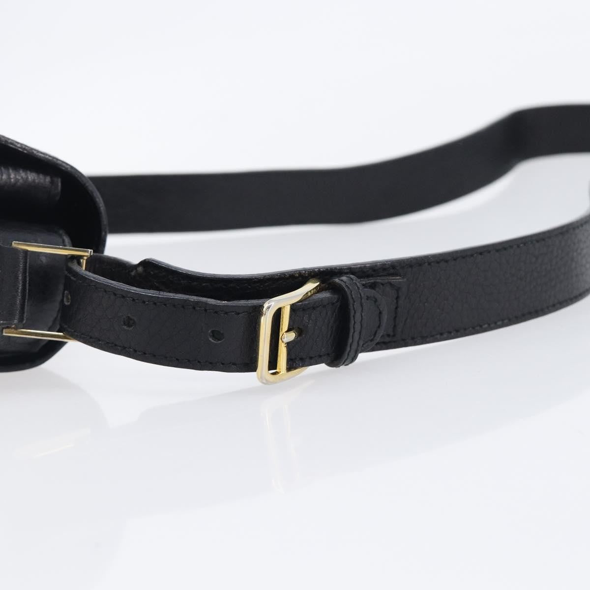 Celine Vintage Circle Logo Leather, Black, Leather, Crossbody Bag