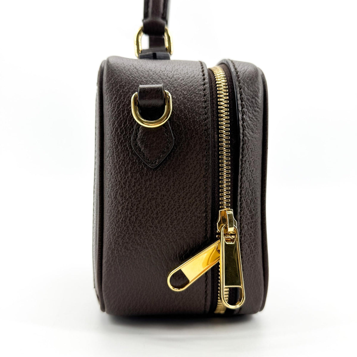 Gucci Ophidia Zip Around Top Handle GG Coated Canvas with Leather, Brown, Canvas, Handbag