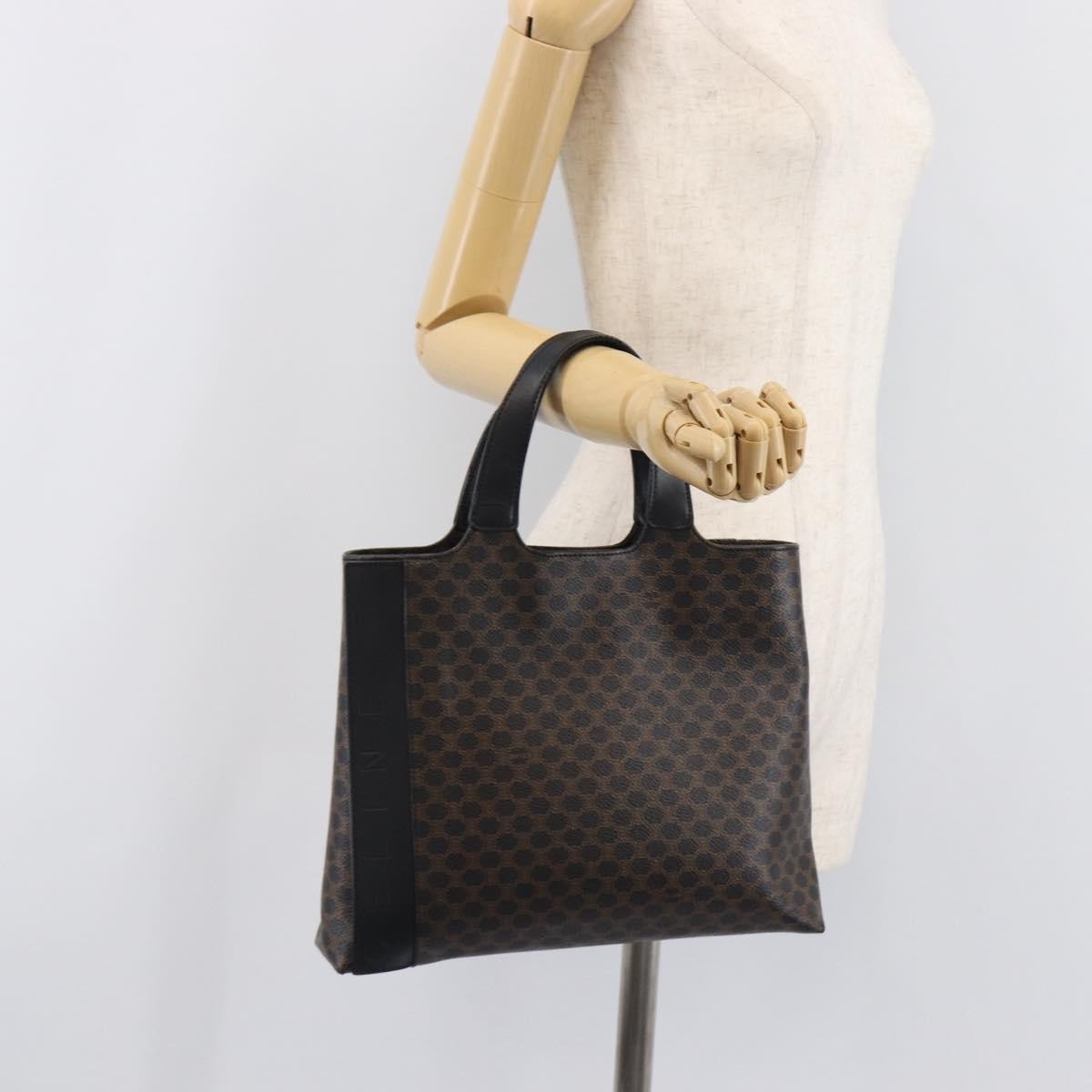 Celine Vintage Macadam Canvas and Leather, Black, Canvas, Handbag