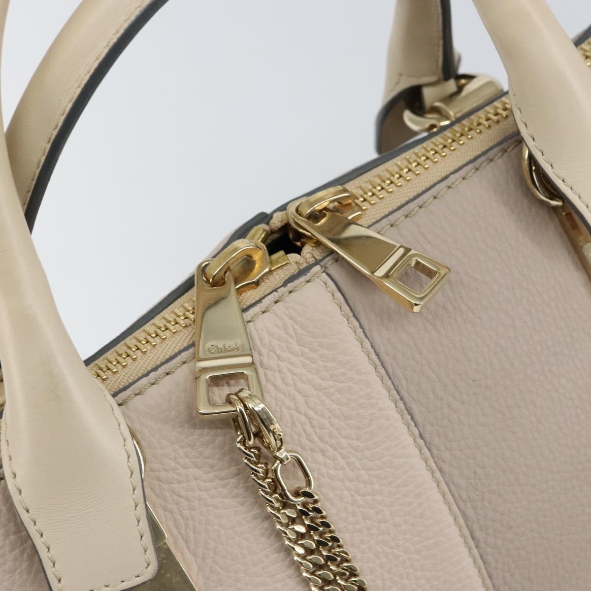 Chloe Bicolor Baylee Satchel Leather, Gray, Leather, Handbag