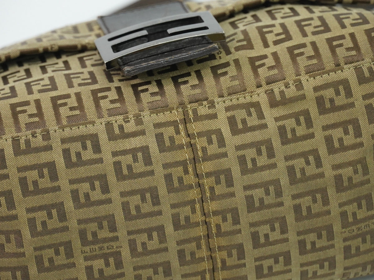 Fendi Zucchino Canvas Mamma Baguette Canvas, Brown, Canvas, Shoulder Bag