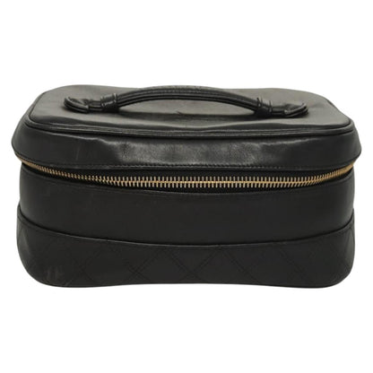 Chanel Vanity pouch Leather, BLACK, LEATHER, Handbag